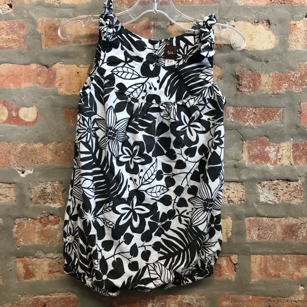 Tea Black Floral Romper 18-24